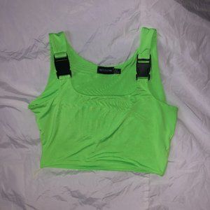 Neon Green Buckle Crop Top